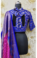 All Over Banarasi Butta Weaving Royal Blue Silk Brocade Fancy Designer Blouse (KRBL889)