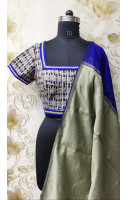 Box Pattern Cotton Silk  Lace Border Designer Blouse (KRBL939)