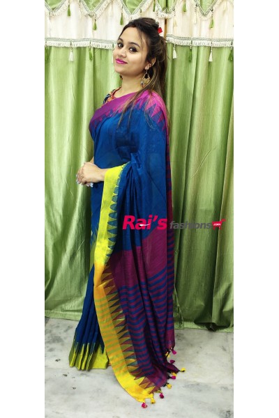 Pure Handloom Cotton Khadi With Contrast Color Bordar Saree(5FEBRA21)