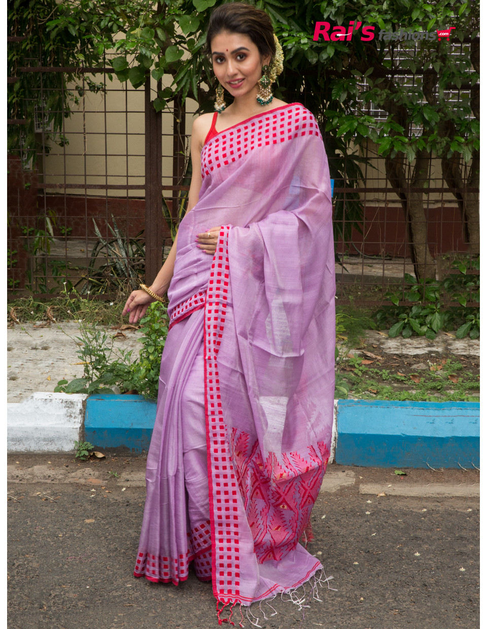 Handloom Pure Tussar Silk Saree With Manipuri Weaving Border And Traditional Dhakai Pattern Weaving Design Pallu (RAI195621)