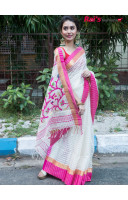 Handloom Reshom Silk Cotton Checks Kota Weaving With Handweaving Fine Jamdani Work Pallu (RAI195721)