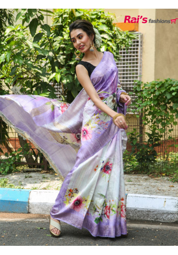 Pure Handloom Dupion Silk Saree With Digital Print All Over (RAI21345)
