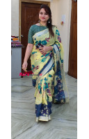 Pure Handloom Linen Printed Saree (RAI194421)
