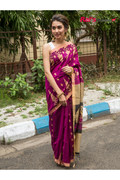 Pure Handloom Cotton Silk Saree With All Over Weaving Butta Design And Heavy Worked Pallu (RAI197421)