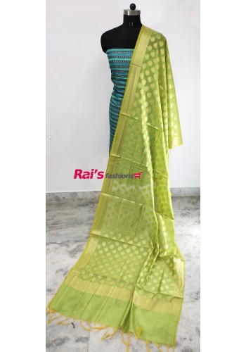 Pure Handloom Cotton Silk Banarasi Weaving Work Dupatta(3NOQ522)