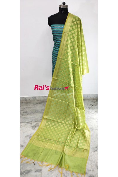 Pure Handloom Cotton Silk Banarasi Weaving Work Dupatta(3NOQ522)
