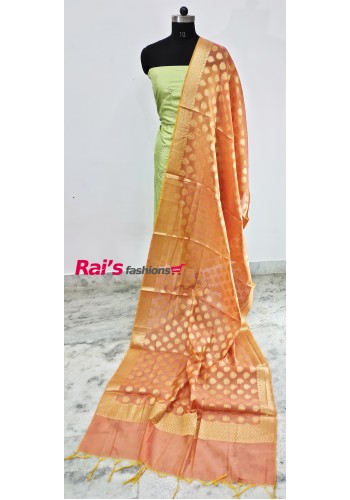 Pure Handloom Cotton Silk Banarasi Weaving Work Dupatta(3OC0E02)