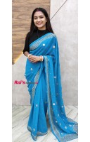 Premium Quality Pure Georgette Hand Jardousi Work Saree (DBHU7654)