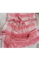 Pure Handloom Tissue Cotton With Silver Zari Border(8P15)
