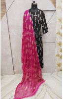Fabric Worked Georgette Dupatta With Lace Border (KR667) Fabric Worked Georgette Dupatta With Lace Border (KR667)