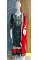 Zari Embroidery Work Kurti Sarara Set (KR1895)