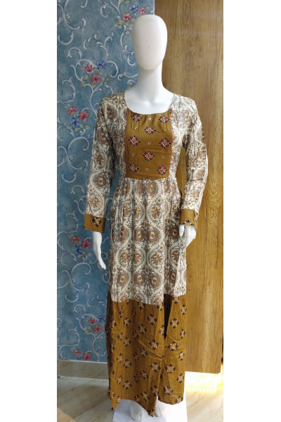 Patch Work Design Long Gown With Embroidery Mirror Work (KR1930)