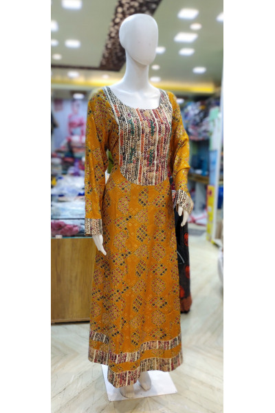 All Over Printed Long Gown With Embroidery Work (KR1934)