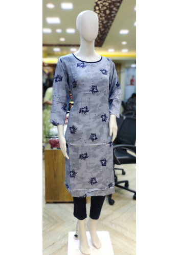 Round Neck All Over Printed Sequin Worked Kurti (KR1884)