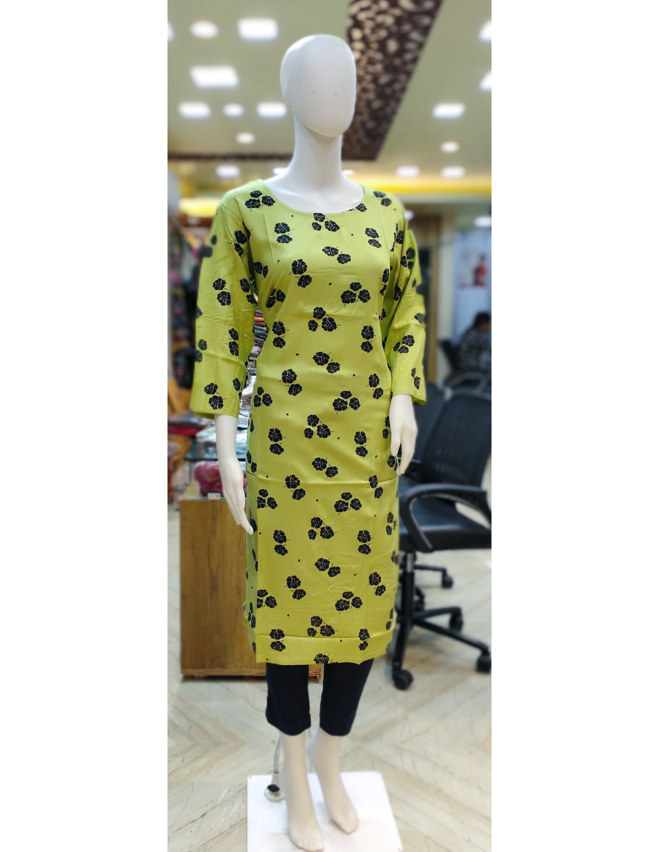 All Over Printed Rayon Kurti With Sequin Work (KR1886)