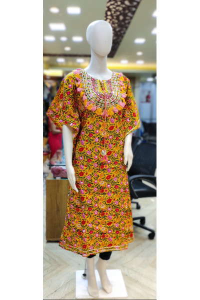 All Over Printed Long Kaftan With Zari Embroidery Work (KR1903)