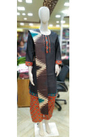 Cotton Silk Black Kurti Patiala Set (KR1971)