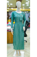 Embroidery Worked Long Straight Dress (KR1973)