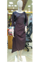 Solid Cotton Silk Long Straight One Piece (KR1974)