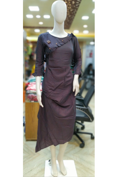 Solid Cotton Silk Long Straight One Piece (KR1974)