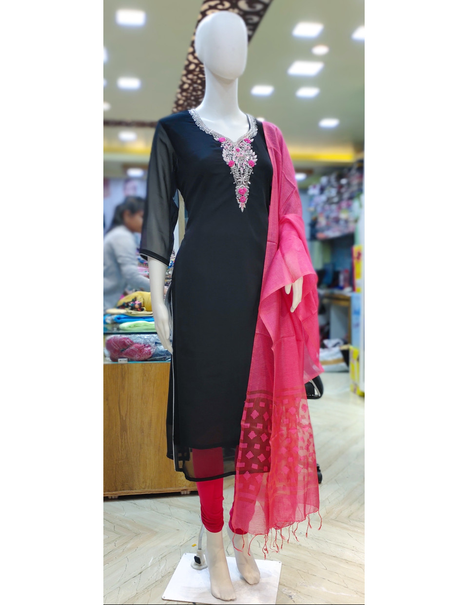 Bright Georgette kurti with stylish neck and back pattern For further  details contact us on    Fancy dress design Kurti designs party wear  Salwar neck designs