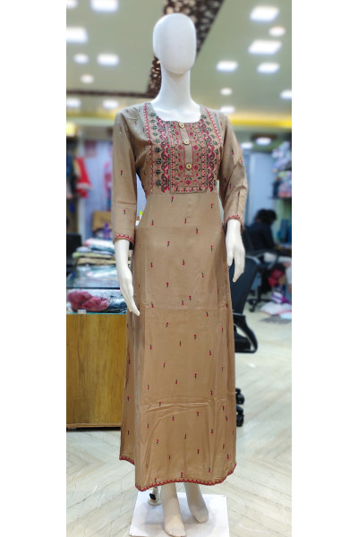 All Over Embroidery Butta Worked Rayon Long Gown (KR1993)