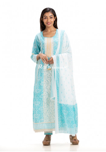Hakova Lace Work Design Cotton Anarkali Dress Set (KR1808)