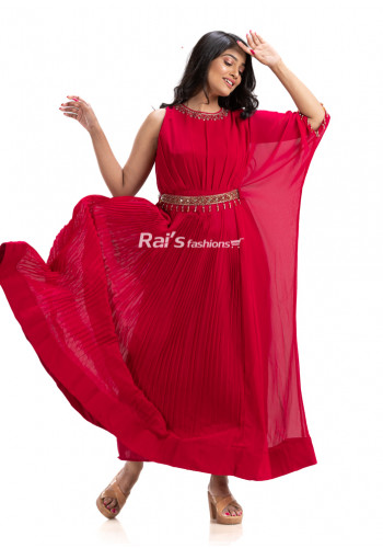 One Side Flare Sleeve Long Gown (KR1846)