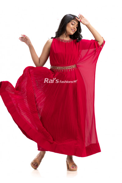 One Side Flare Sleeve Long Gown (KR1846)