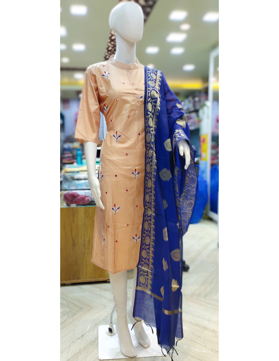 All Over Mirror And Embroidery Work Kurti With Dupatta (KR2108)