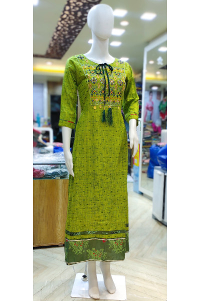 All Over Printed With Embroidery Work Long Gown (KR2034)