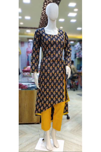 Round Neck All Over Printed Fancy Kurti (KR2052)