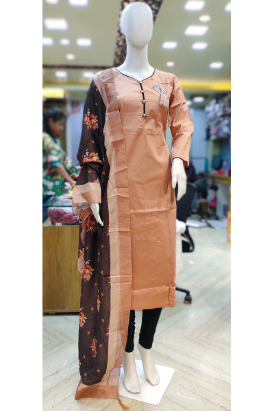 Embroidery Worked Silk Kurti With Printed Dupatta (KR2059)