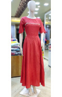 Round Neck Solid Long Gown (KR2062)