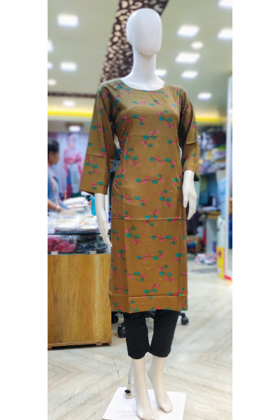 All Over Printed With Sequence Work Rayon Daily Wear Kurti (KR2071)
