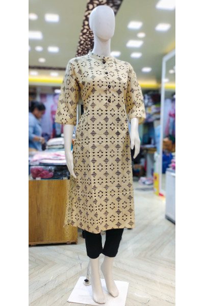 High Neck Collar All Over Printed Daily Wear Kurti (KR2072)
