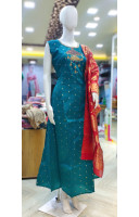 All Over Butta Weaving With Beads Work Silk Long Gown (KR2080)