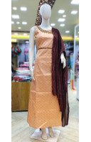 Beads Work Neck Design Cream Silk Long Gown (KR2083)