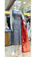 Ash Silk Long Gown With Beads Work (KR2118)