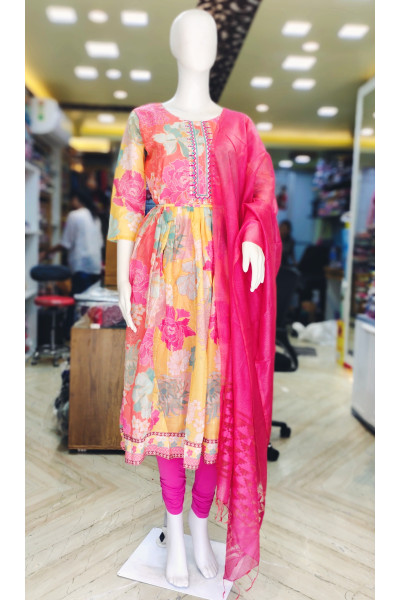 Digital Printed Silk Gown (KR2162)