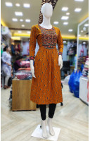 Rayon Printed Gown With Embroidery Work (KR2163)