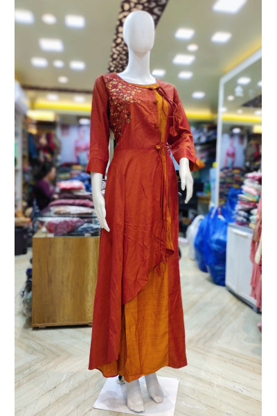 Silk Fancy Long Gown With Embroidery Work (KR2164)