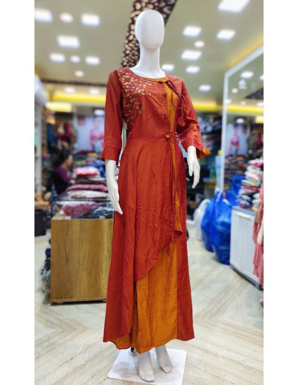 Silk Fancy Long Gown With Embroidery Work (KR2164)