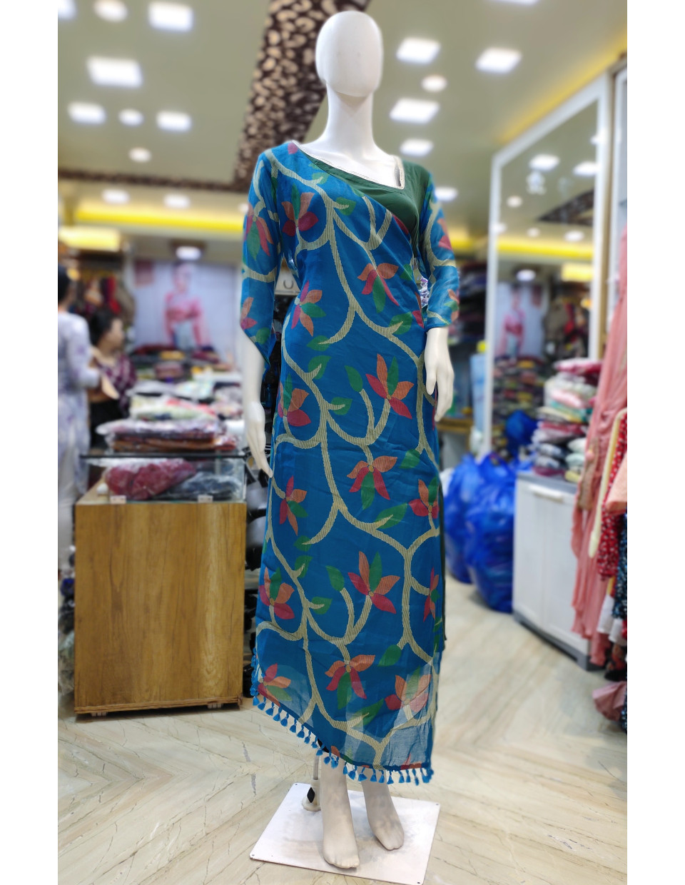 Printed Chanderi Silk Long Gown (KR2166)