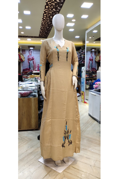 Rayon Long Gown With Highlighted Embroidery Work (KR2268)