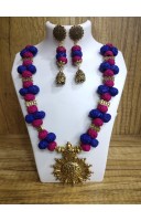 Cotton Balls With Golden Charms And Pendant Combine Handcrafted Jewellery (MA21J4) Cotton Balls With Golden Charms And Pendant Combine Handcrafted Jewellery (MA21J4)