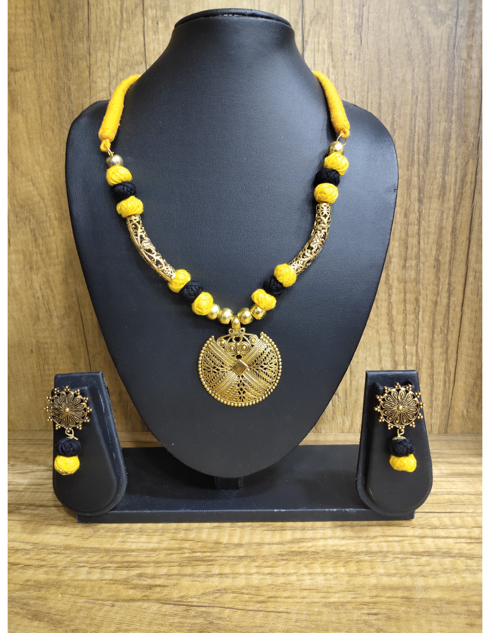 Golden Shade Oxydize Pendant And Charms With Cotton Balls Combine Handcrafted Jewellery For Women (MA21J102) Golden Shade Oxydize Pendant And Charms With Cotton Balls Combine Handcrafted Jewellery For Women (MA21J102)