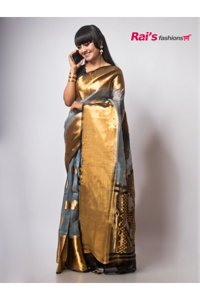 Premium Quality Pure Organza Silk Saree With Highlighted Reshmi Zari Weaving Wide Boder And All Over Butta Work (RAI201821)