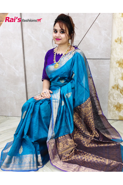 Pure Premium Quality Tussar Silk Saree With Hand Weaving Benarasi Work (RAI198921)
