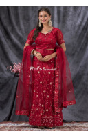 Mirror And Sequin Worked Red Designer Lehenga (KR1445) Mirror And Sequin Worked Red Designer Lehenga (KR1445)